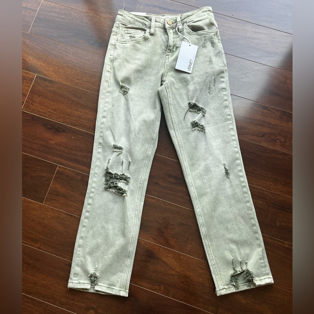 NWT - Vervet - Victoria Jeans Olive Wash High Rise Straight - Womans Size 24